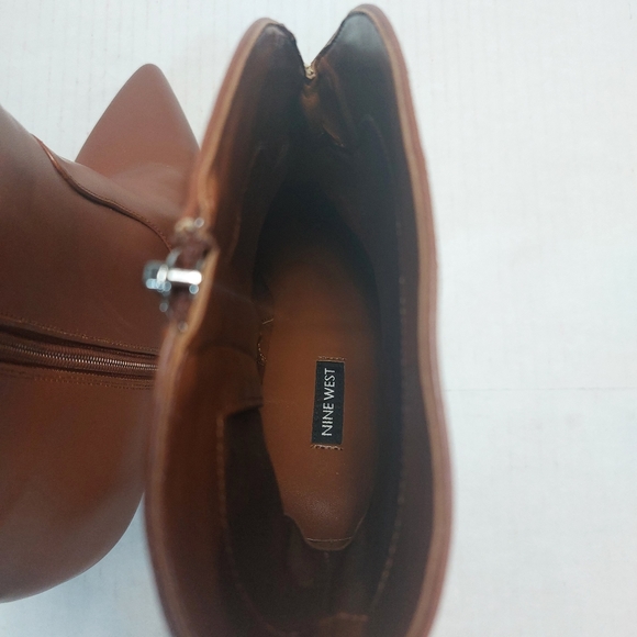 Nine West Brown Leather Slip-on Ankle Boots Size 10M - Picture 6 of 16